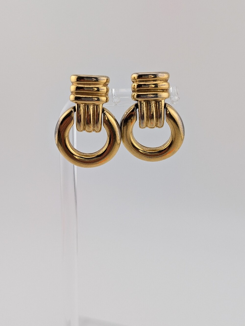 Vintage Gold Door Knocker Drop Clip On Earrings - Elegant Women's Jewelry